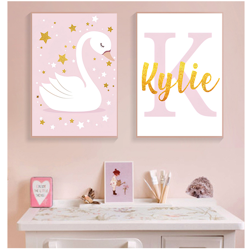 Baby Nursery Decor Girl - Duvar sanat baskı özel isim posterleri