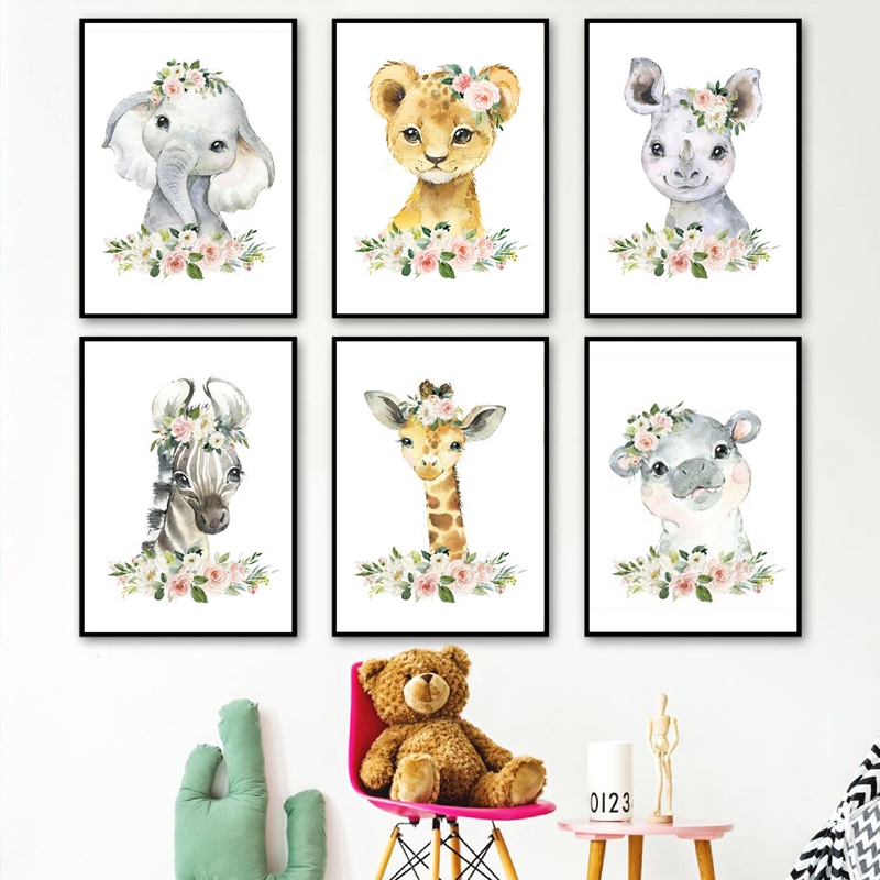 Çiçek Orman Hayvanları Kanvas  - Baby Nursery Decor Girl incelemesi ve fiyatı