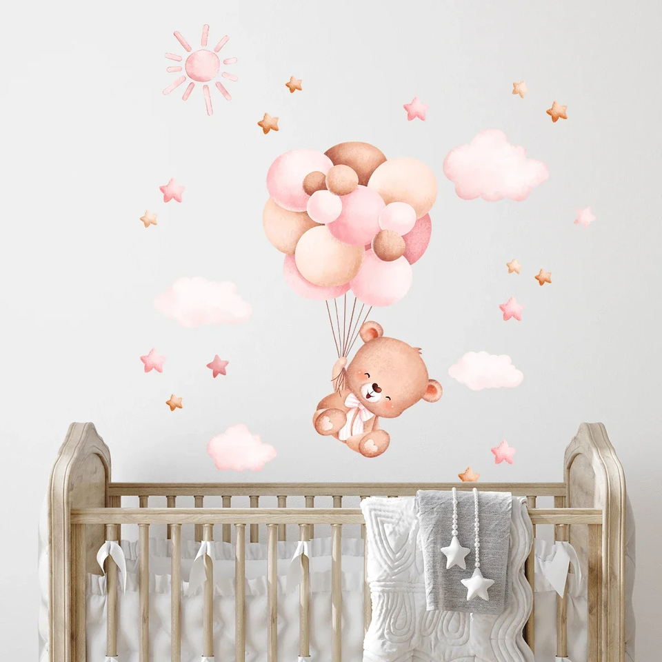 Suluboya Karikatür Balon Ayı D - Baby Girl Nursery Quotes incelemesi ve fiyatı