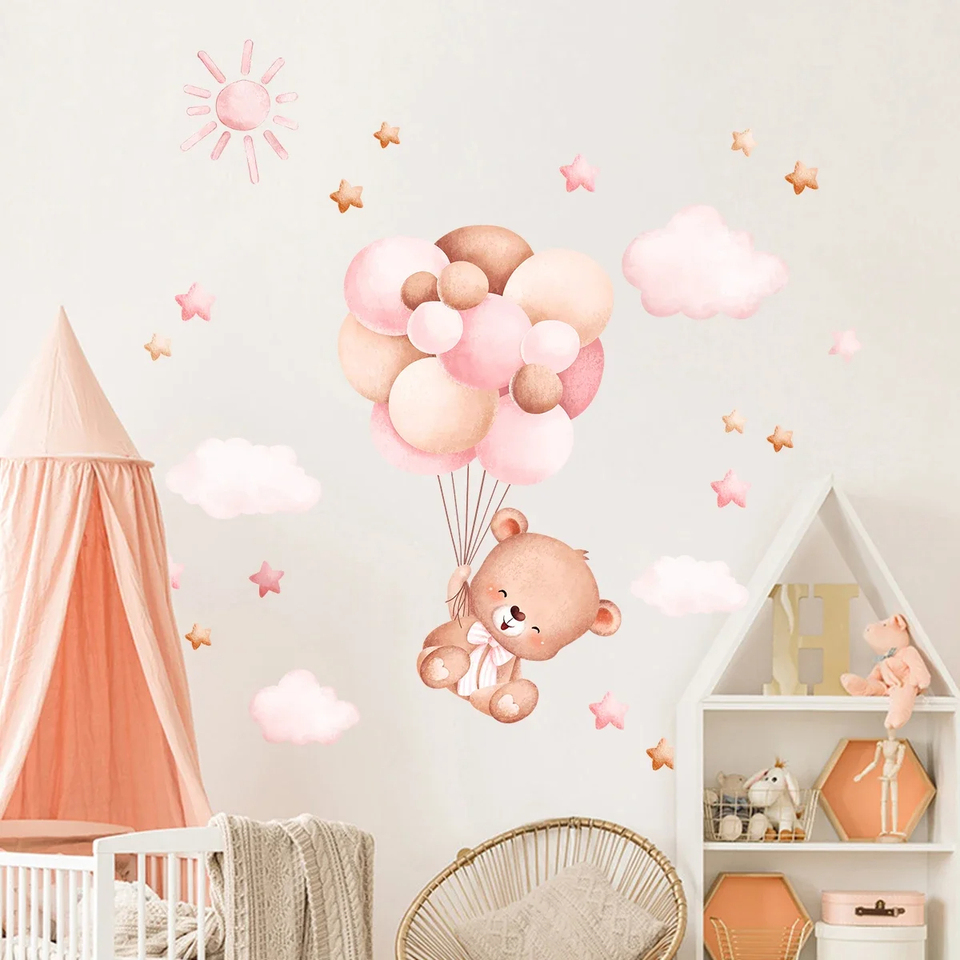 Suluboya Karikatür Balon Ayı D - Baby Girl Nursery Quotes incelemesi ve fiyatı