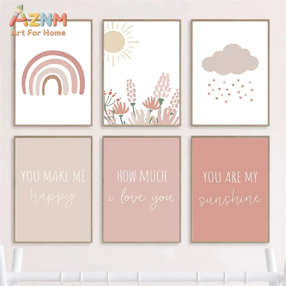 AZNM Bohem Tarzı Pembe Gökkuşa - Baby Girl Nursery Quotes incelemesi ve fiyatı