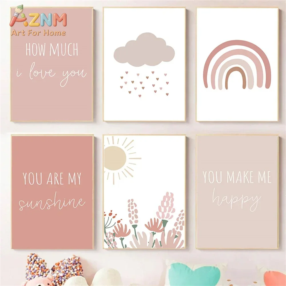 AZNM Bohem Tarzı Pembe Gökkuşa - Baby Girl Nursery Quotes incelemesi ve fiyatı