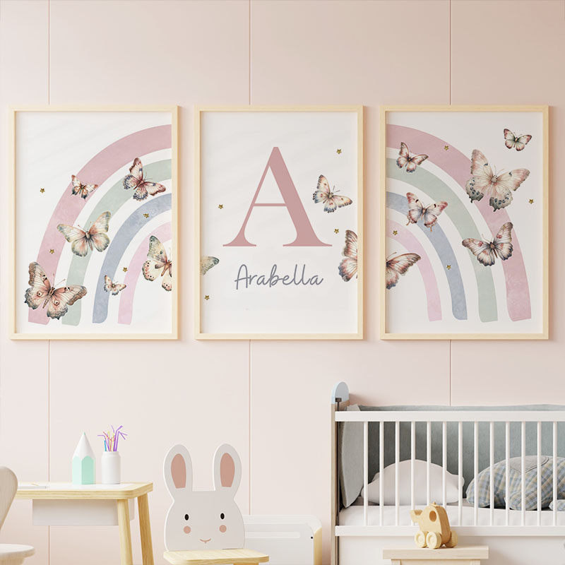 Pembe Gökkuşağı Kelebek Özel B - Baby Nursery Decor Girl incelemesi ve fiyatı
