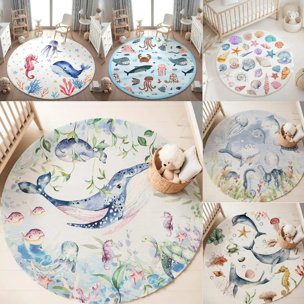 Mavi Deniz Hayvanı Yuvarlak Ha - Baby Nursery Decor Girl incelemesi ve fiyatı